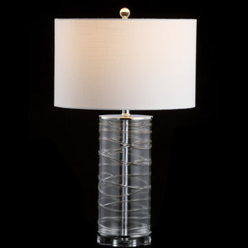 Cole 27.5" Modern Fused Glass Cylinder LED Table Lamp - JONATHAN Y